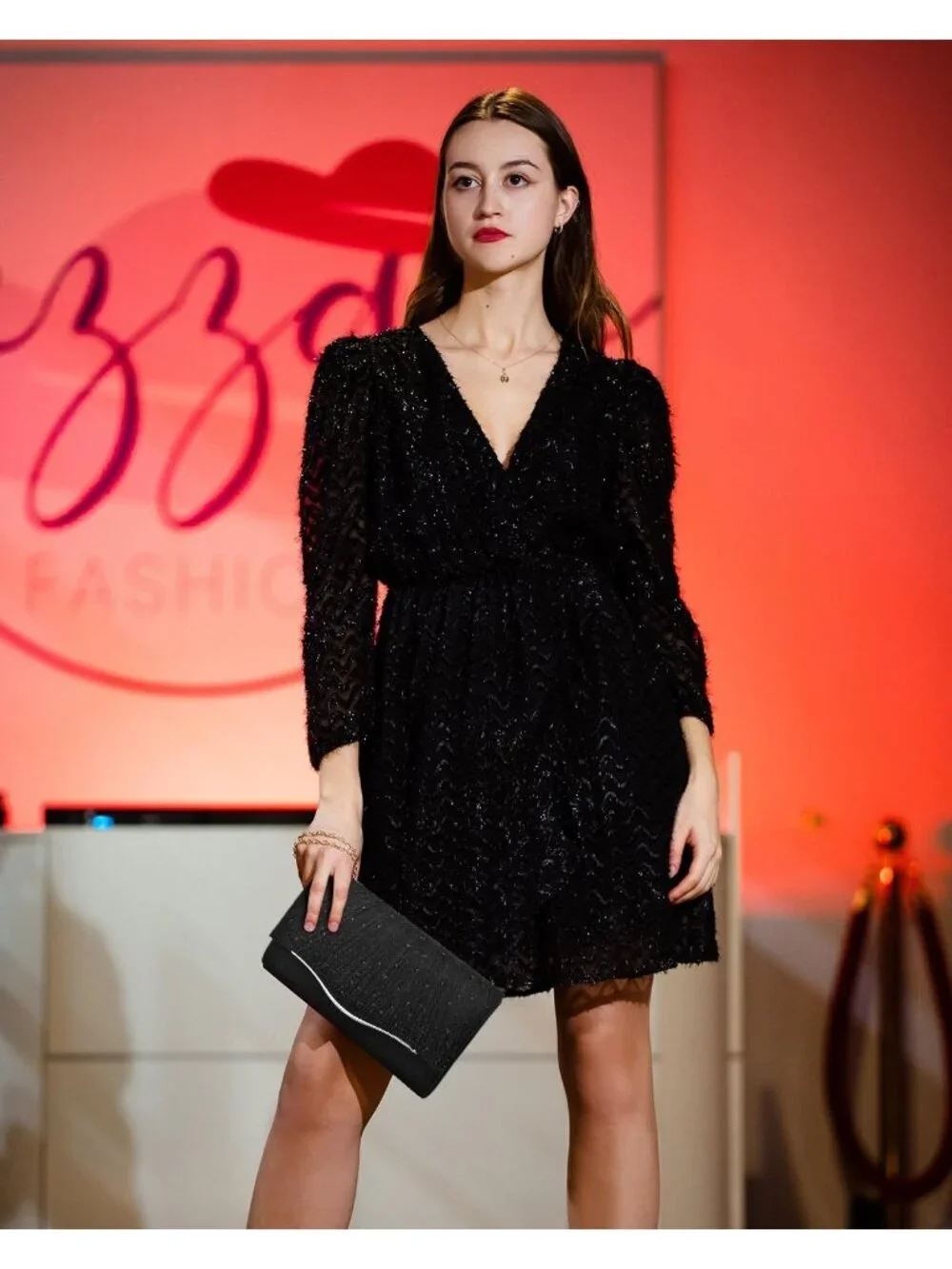 Women's C Black Suede Envelope Clutch Purse Formal Evening Wedding Party Bag